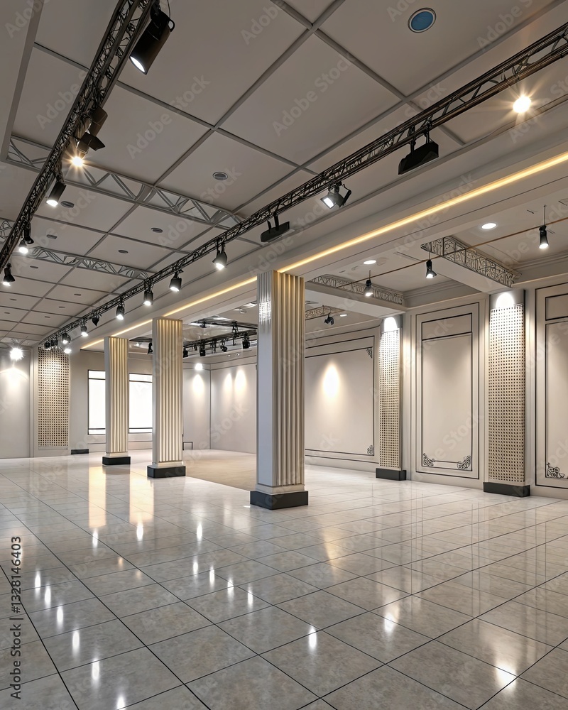 Poster a large, empty room with a white ceiling and white walls