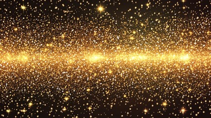 Naklejka premium Radiant golden glittering stars on black background for festive celebrations, party decor, or new year design