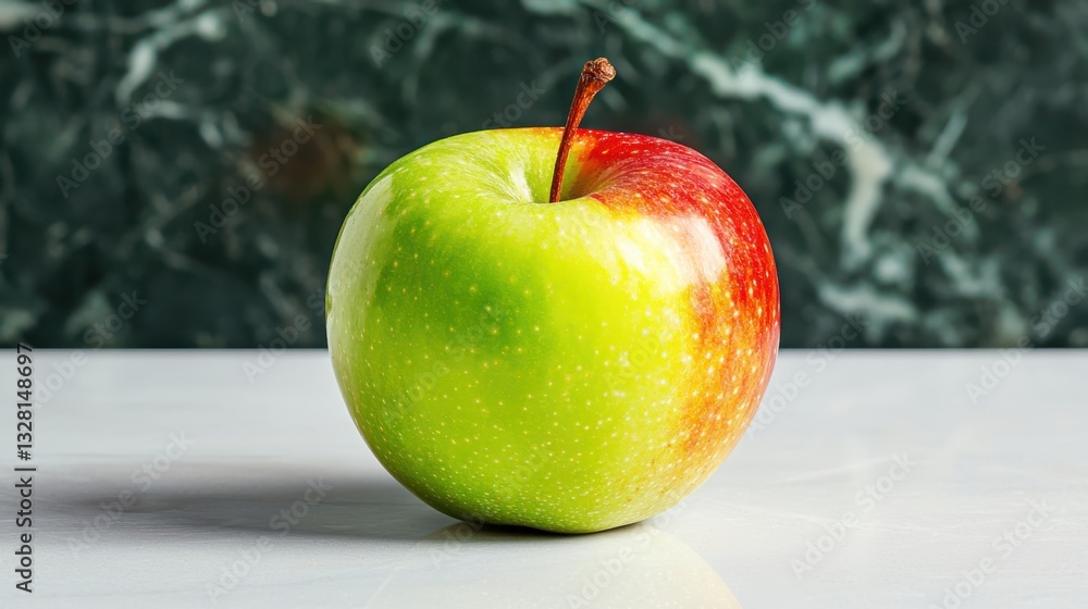 Poster vibrant apple showcase studio setting photography soft backdrop centered view emphasizing freshness