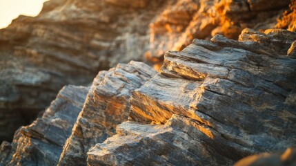 Natural rock formations in golden sunset light for nature and geology enthusiasts