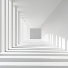 Fototapeta premium Architectural Light and Shadow Play in a Modern White Corridor