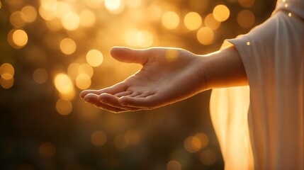 Jesus Christ's Hand Reaching Out in Offering Support and Love For All Kind, spiritual Concept