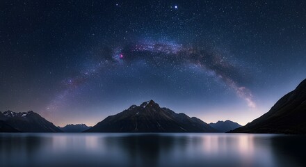 V&iacute;a L&aacute;ctea sobre un sereno lago de monta&ntilde;a