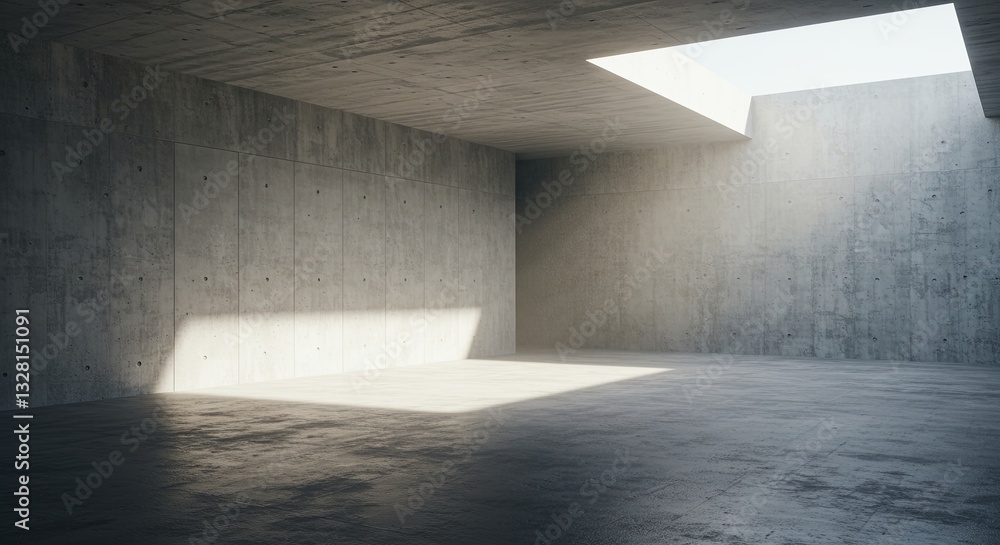 Poster a large, empty room with a sunbeam shining through a window