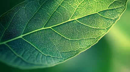 Obraz premium Close-up of vivid green leaf texture highlighting nature's intricate patterns and details
