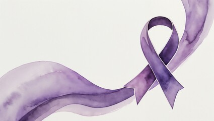 Epilepsy Awareness Day, Watercolor Card with  purple ribbon and wave, with Copy space