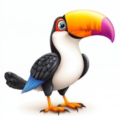 Naklejka premium Cartoon Toucan Illustration Vibrant Colors, Playful Expression