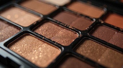 Fototapeta premium A close up of a makeup palette with a variety of brown shades