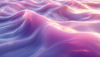 Fototapeta premium Pastel-colored waves gently undulate, creating a dreamy, abstract seascape. Soft lighting enhances the smooth texture