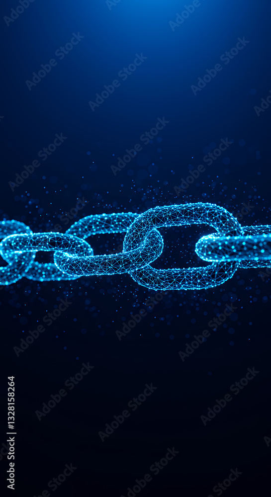 Poster digital chain: connected technology, blockchain network, secure links & innovation