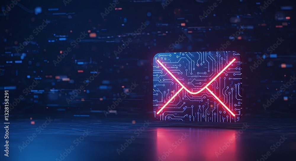 Poster A computer chip with a red envelope on it