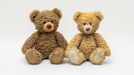 Obraz premium A pair of plush teddy bears sitting side by side, holding hands.