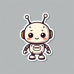 Obraz premium Cute Cartoon Robot Character with Big Eyes and Cheerful Expression