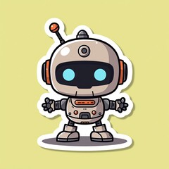 Cute Cartoon Robot Character with Big Eyes and Cheerful Expression