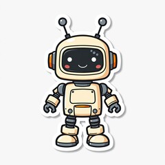 Cute Cartoon Robot Character with Big Eyes and Cheerful Expression