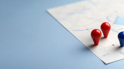 Map with pushpins showing destinations