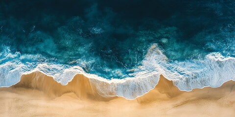 Obraz premium Scenic Beach Shoreline with Turquoise Waters and Golden Sands