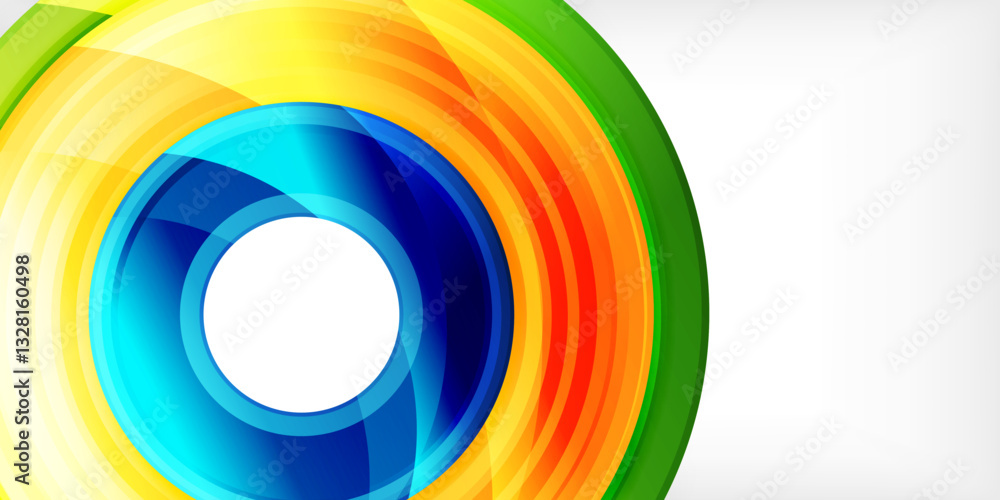 Poster bright colorful circles with light effects. abstract background