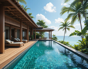Tropical Escape – Stunning Exotic Lodge & Bungalow Illustrations for Paradise Travel