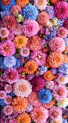 Vibrant Array of Colorful Fresh Flowers in an Artistic Display, stacks of spring flowers blossom
