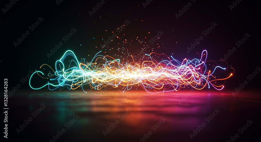 Poster a colorful, glowing line of light that appears to be moving