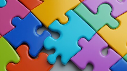 Obraz premium Colorful Interlocking Puzzle Pieces on a Bright Background