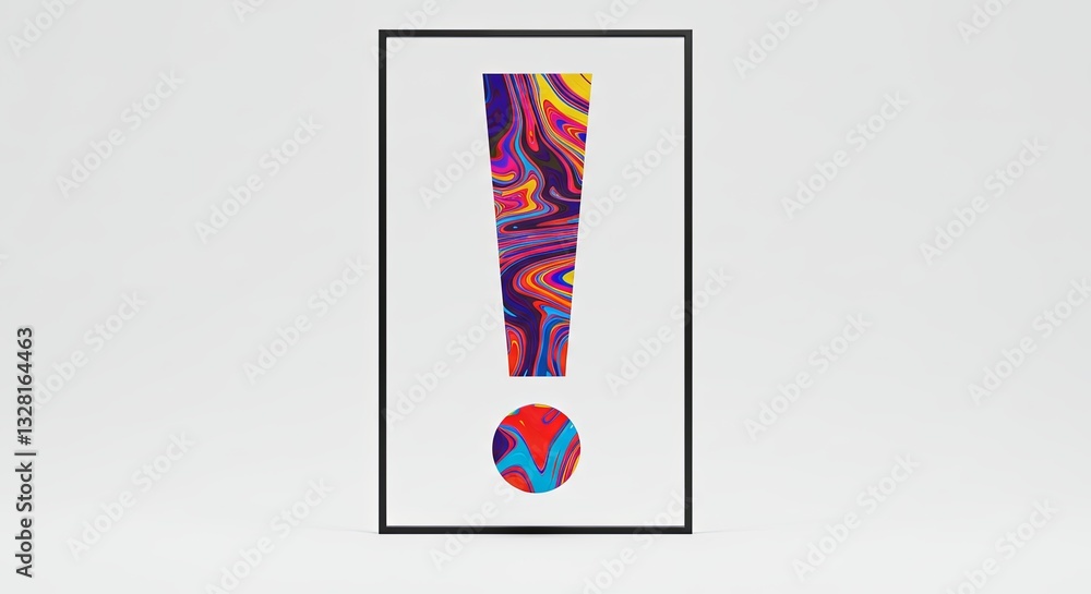 Poster a colorful sign with a red circle and a white exclamation point