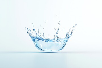 Water Splashing and Droplets Forming a Crown in a Clear Bowl