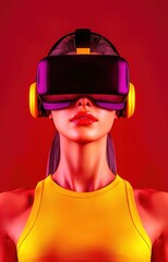 VR sport,Workout home vr,Fitness vr home,VR fit.Girl doing fitness in VR glasses home ,virtual 