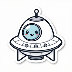 Obraz premium Cute Cartoon UFO with Smiling Face and Bright Colors for Kids