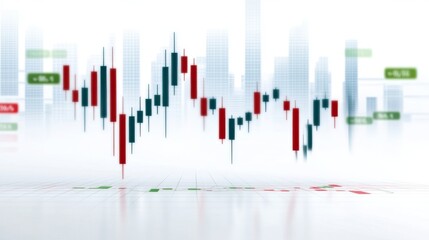 Abstract financial chart with rising and falling indicators