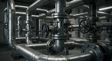 Obraz premium Industrial Pipes, Pipeline System, Plumbing Network, Generative AI image.