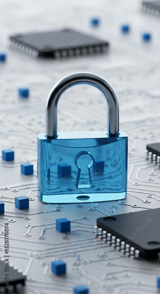 Aufkleber cyber security lock: protecting data on circuit board | digital safety, encryption, secure network, 