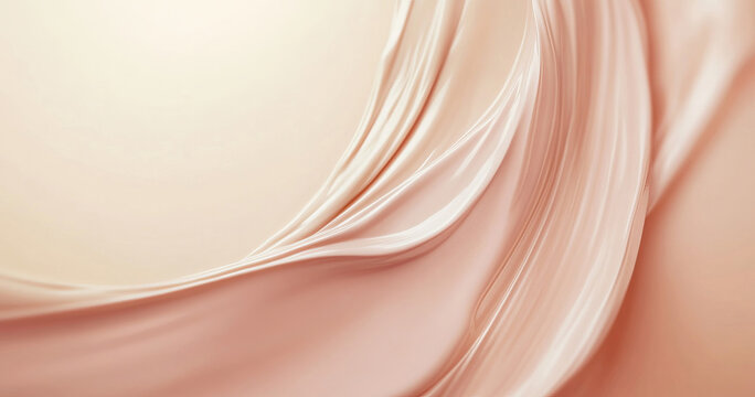 A smooth swirl of cream rests on a beige background, emphasizing its luxurious texture and soft tone. The composition highlights elegance and simplicity for beauty or skincare concepts.