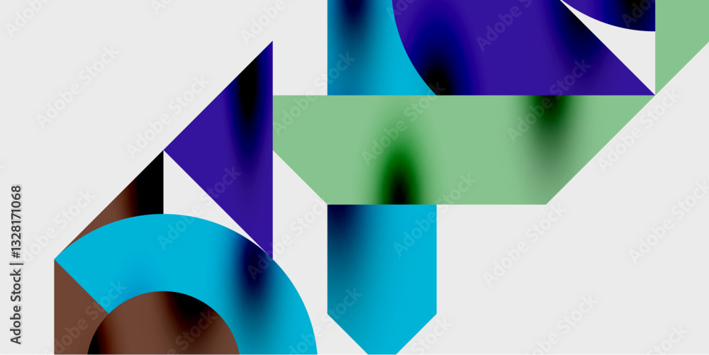 Aufkleber Modern abstract background featuring circles, lines, and triangles in a dynamic geometric composition. Perfect for stylish, tech, or creative-themed designs