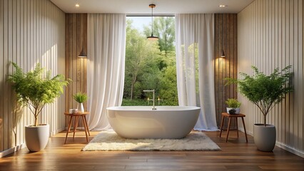 Modern Bathroom Interior Design: Freestanding Tub & White Shower