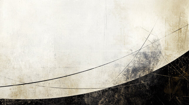 A minimalistic abstract grunge background features simple lines and shapes layered over rough texture, blending elegance with chaos.
