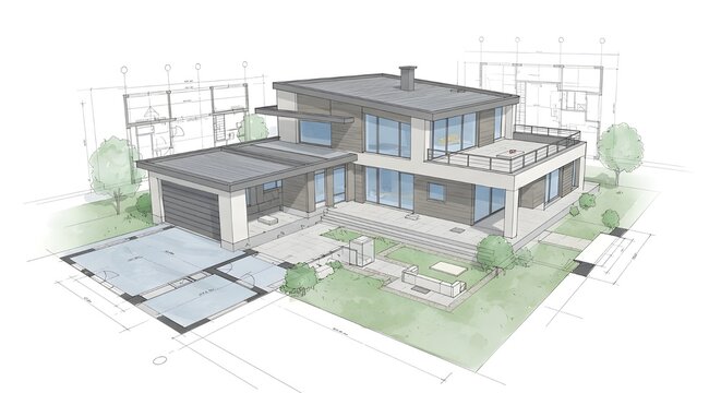 Boceto del plano arquitect&oacute;nico de la casa