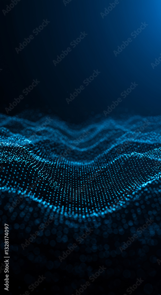 Poster dynamic blue data wave: abstract tech particle mesh background - futuristic, modern, and energetic!
