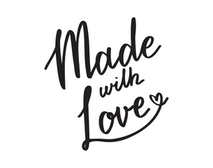 Naklejka premium Made with Love lettering doodle hand drawn text. Made with Love emblem