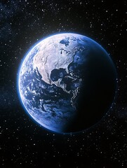 Obraz premium Stunning Globe View of Earth from Space with Starry Background