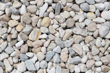A variety of pebbles in different sizes, shapes, and colors, create a natural, textured background