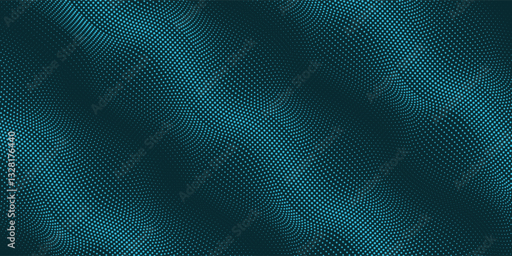 Poster waves with connected dots. abstract digital background with particles. 3d grid surface in tech style