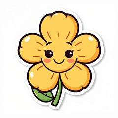 Cute Cartoon Flower with Yellow Petals and Smiling Face Design