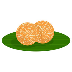 Onde-onde Indonesian Traditional Snack Vector Illustration