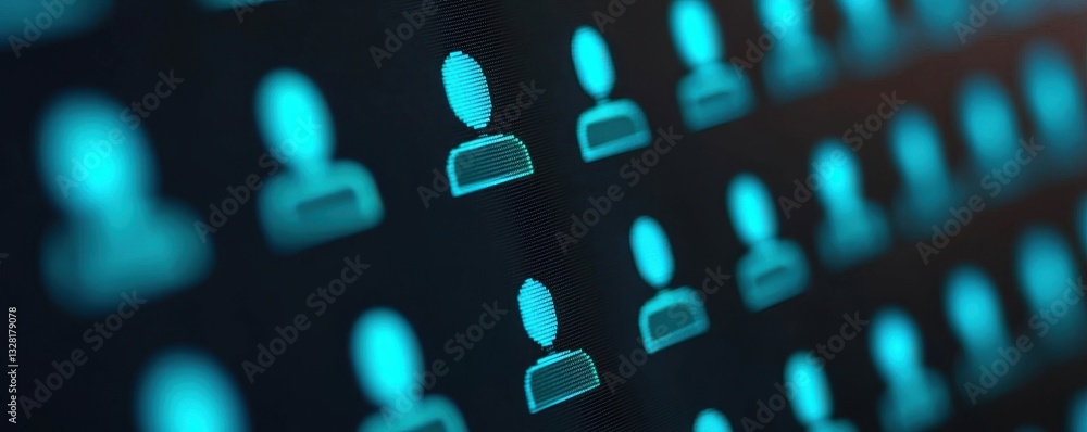Poster digital user profiles displayed on a screen virtual environment graphic design technology concept