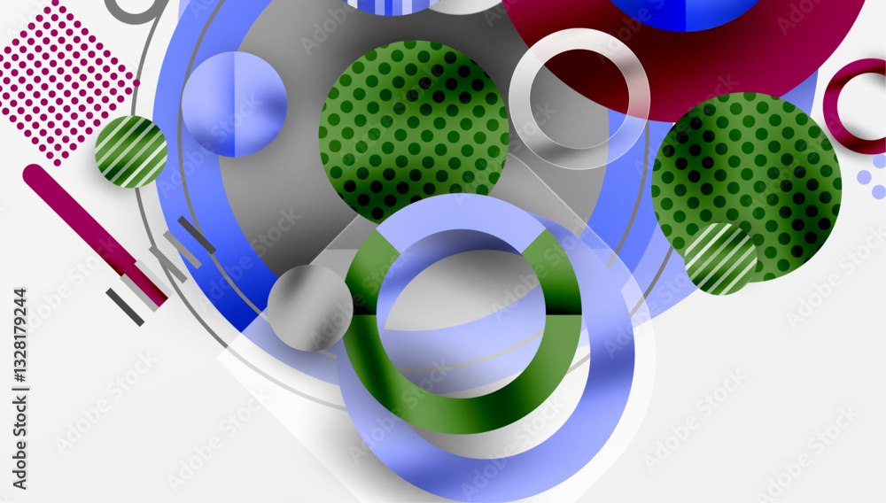 Aufkleber Abstract Circle Design with Overlapping Transparent Geometric Shapes