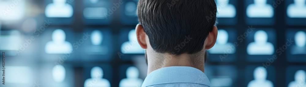 Poster analyzing data insights office environment digital content professional setting back view business s