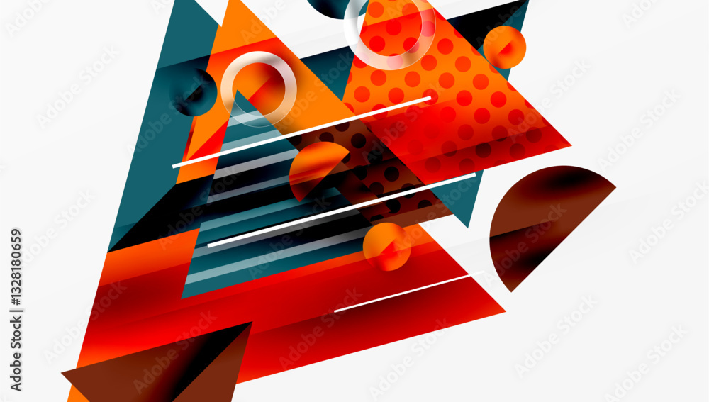 Poster modern geometric background - overlapping triangles with smooth gradients and semi-transparency