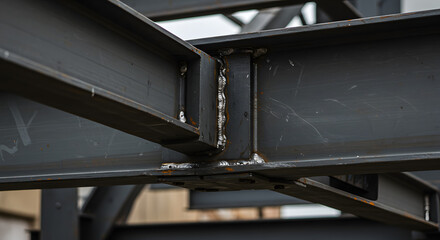 Steel Structure, Industrial Construction, Engineering Design, Generative AI image. steel structure closeup